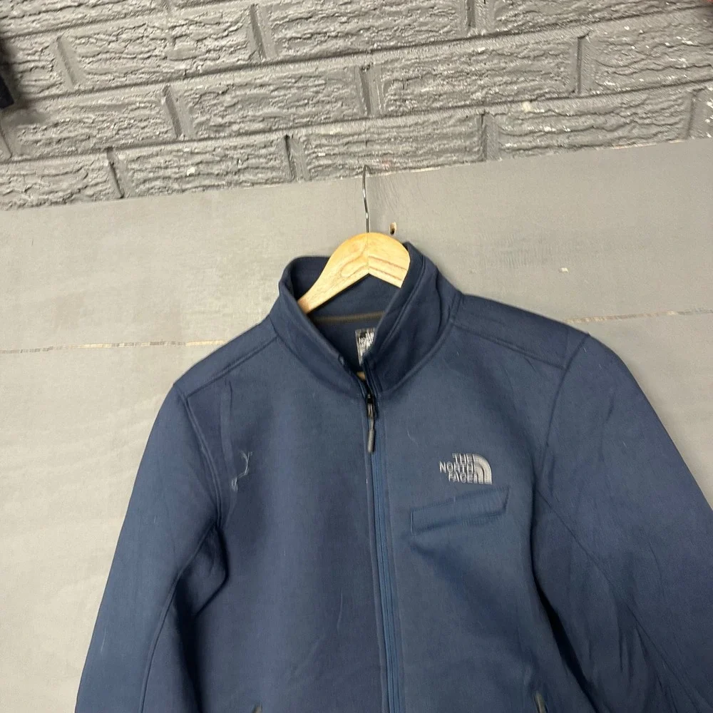 The North Face Mens Navy Blue Full Zip Softshell Jacket Small Grey Trim‎ 3085